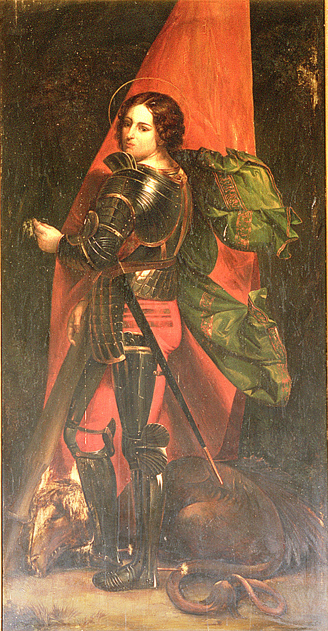 San Giorgio e il drago (dipinto, elemento d'insieme) di Domenichini Girolamo (sec. XIX)