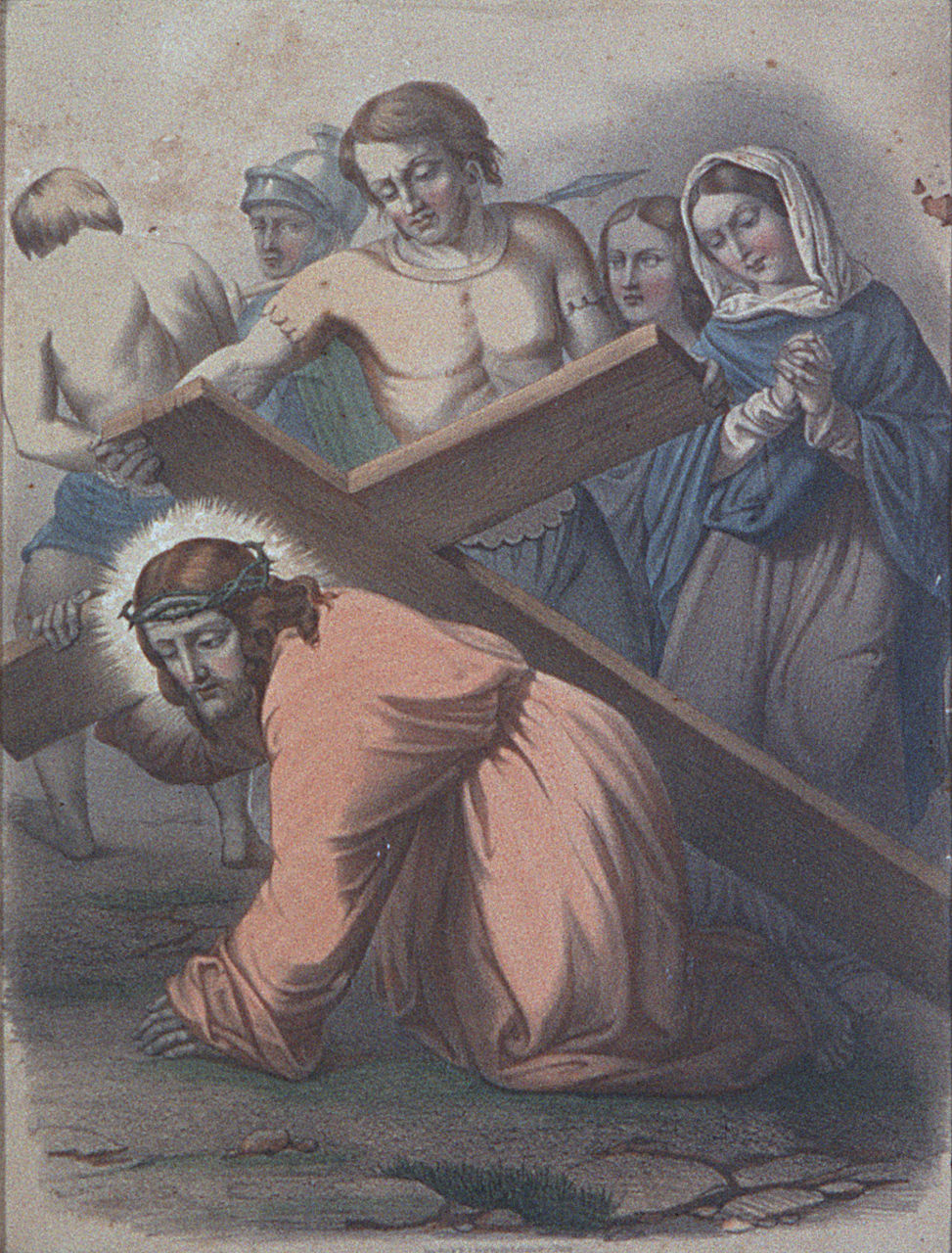 Gesù Cristo cade la seconda volta (Via Crucis VII) (stampa, elemento d'insieme) - ambito francese (sec. XIX)