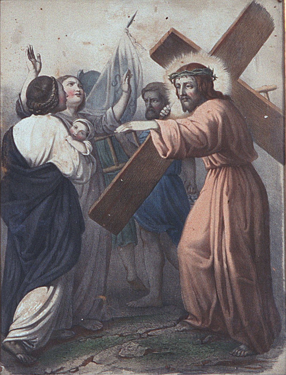 Gesù Cristo consola le donne di Gerusalemme (Via Crucis VIII) (stampa, elemento d'insieme) - ambito francese (sec. XIX)