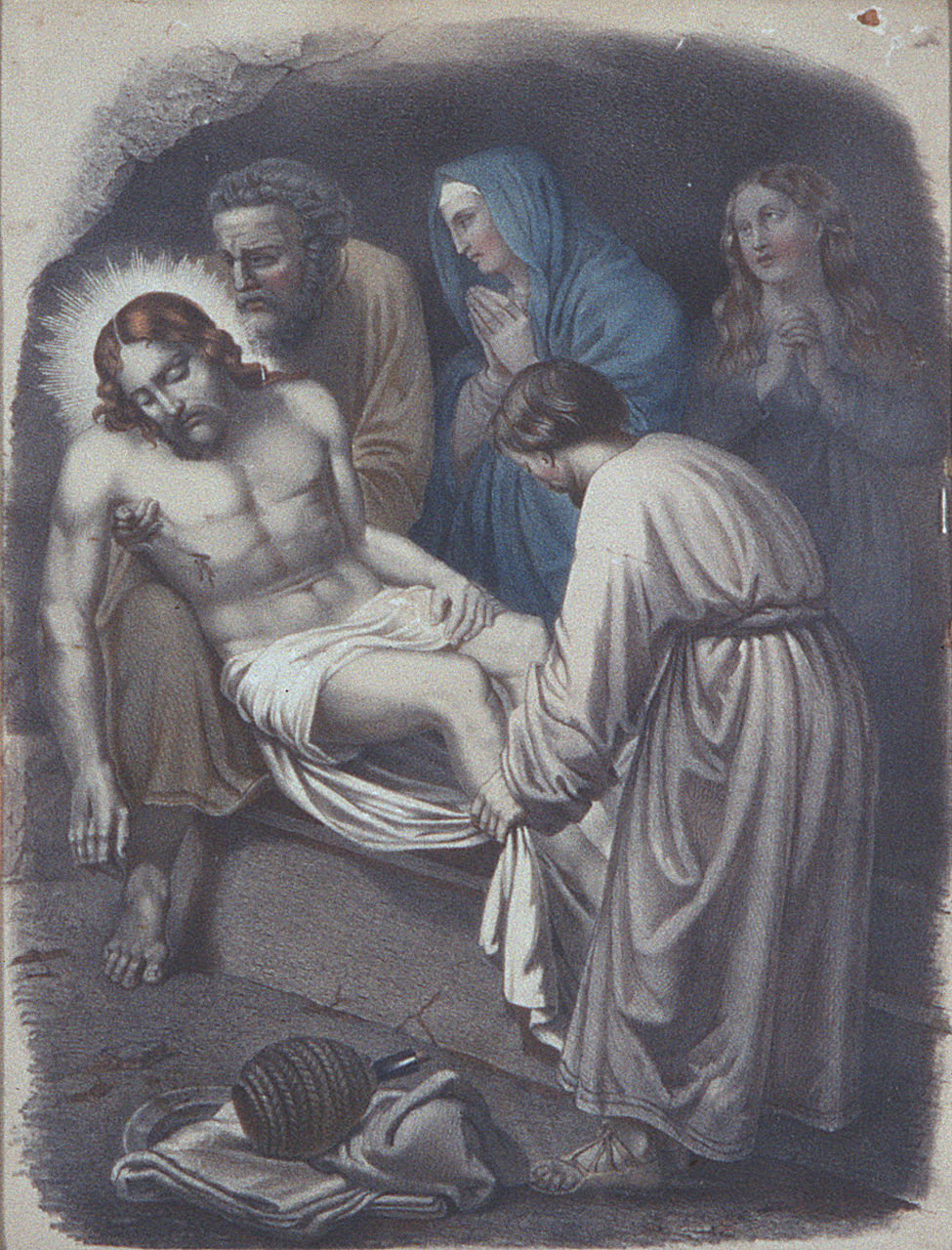 Gesù Cristo deposto nel sepolcro (Via Crucis XIV) (stampa, elemento d'insieme) - ambito francese (sec. XIX)