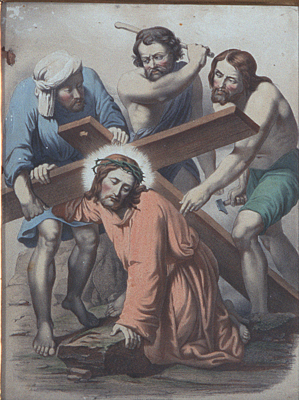 Gesù Cristo cade la prima volta (Via Crucis III) (stampa, elemento d'insieme) - ambito francese (sec. XIX)