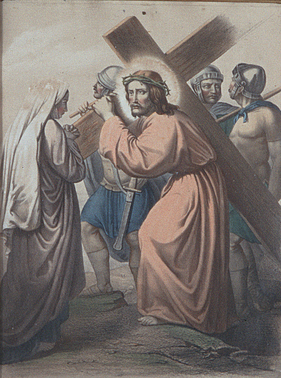 Gesù Cristo incontra la Madonna e le pie donne (Via Crucis IV) (stampa, elemento d'insieme) - ambito francese (sec. XIX)