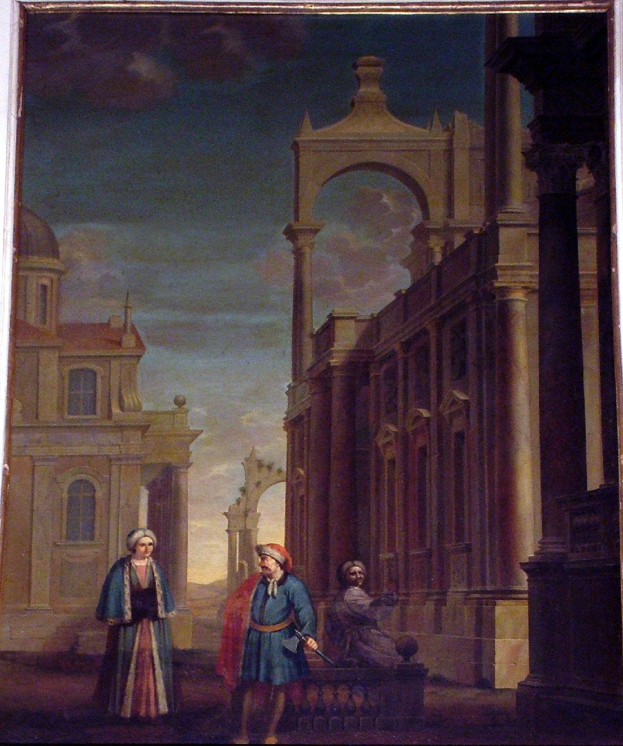 veduta fantastica (dipinto, ciclo) di Burrini Barbara (attribuito) (inizio sec. XVIII)