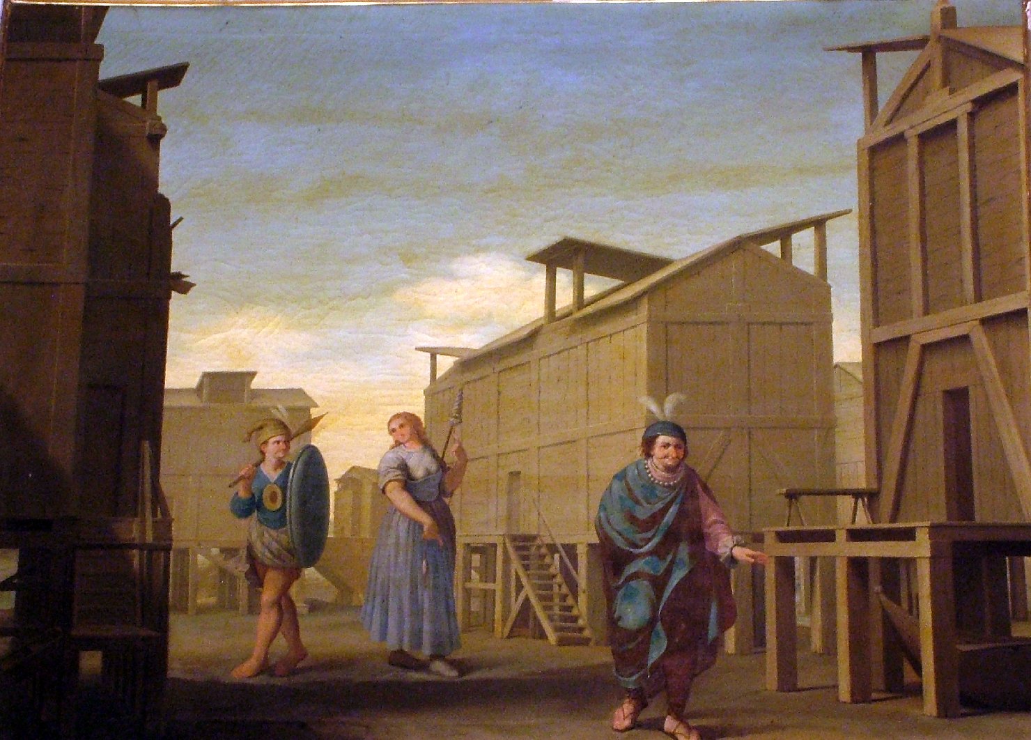 veduta fantastica (dipinto, ciclo) di Burrini Barbara (attribuito) (inizio sec. XVIII)