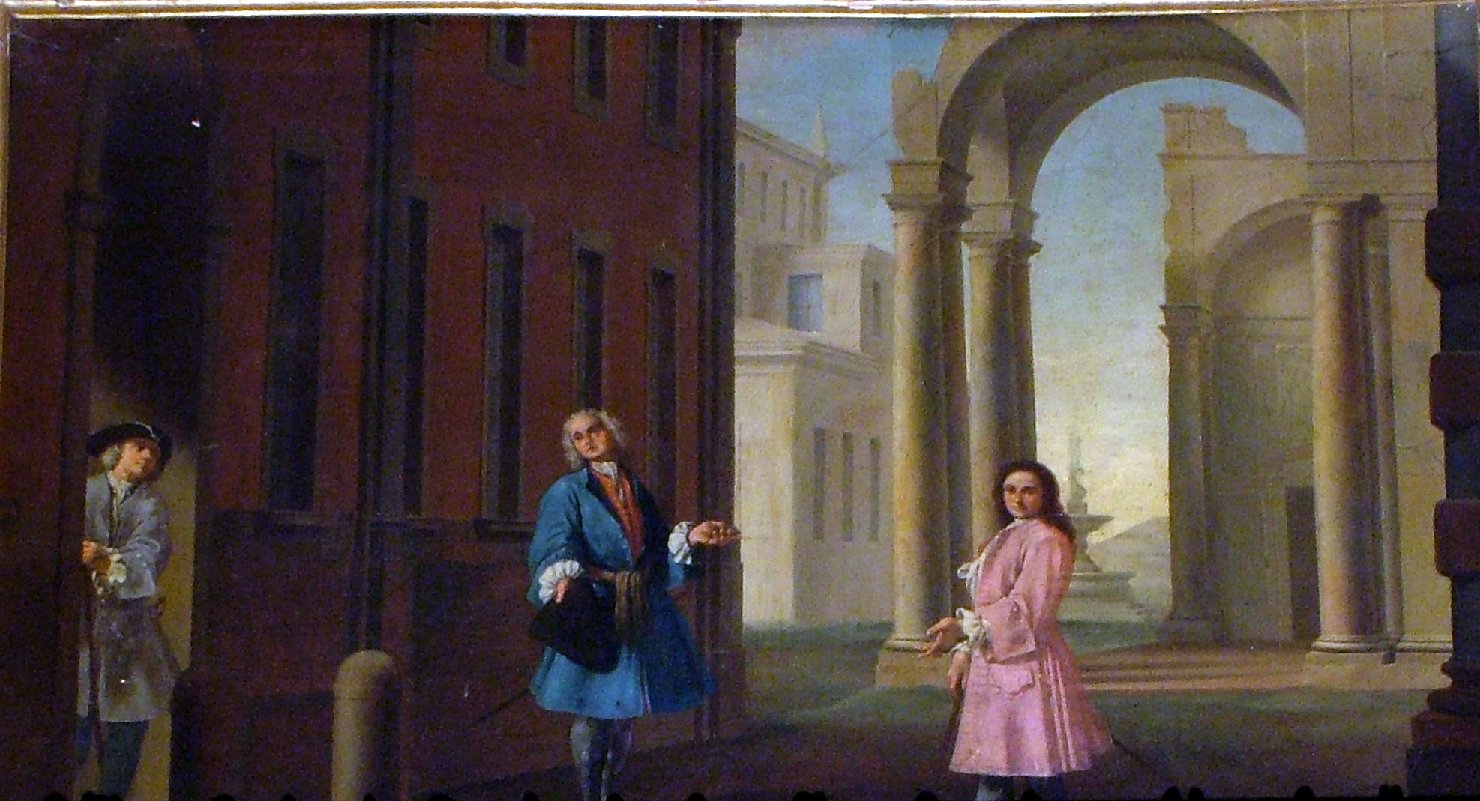 veduta fantastica (dipinto, ciclo) di Burrini Barbara (attribuito) (inizio sec. XVIII)