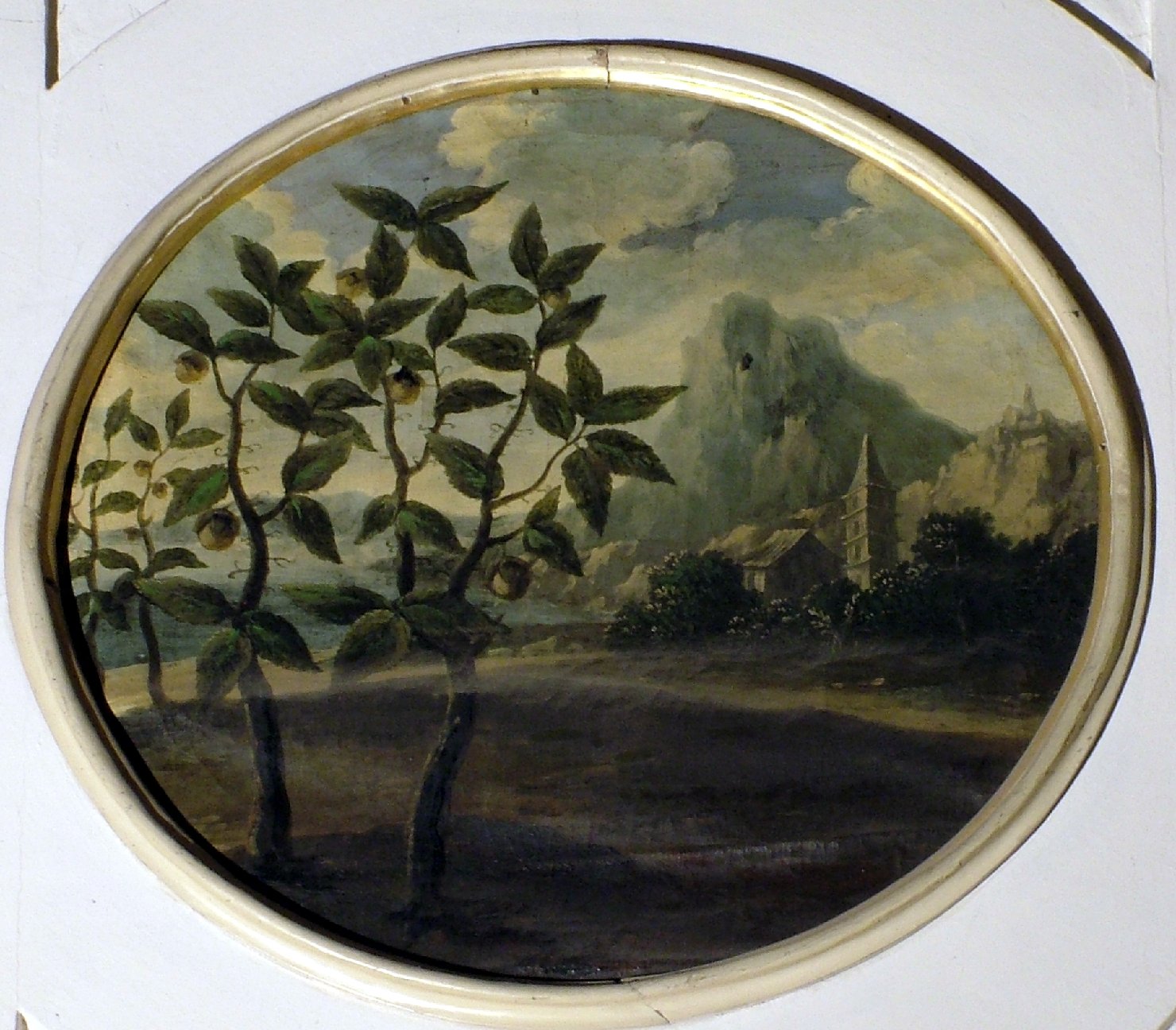 paesaggio con alberi (dipinto, elemento d'insieme) di Burrini Barbara (attribuito) (prima metà sec. XVIII)