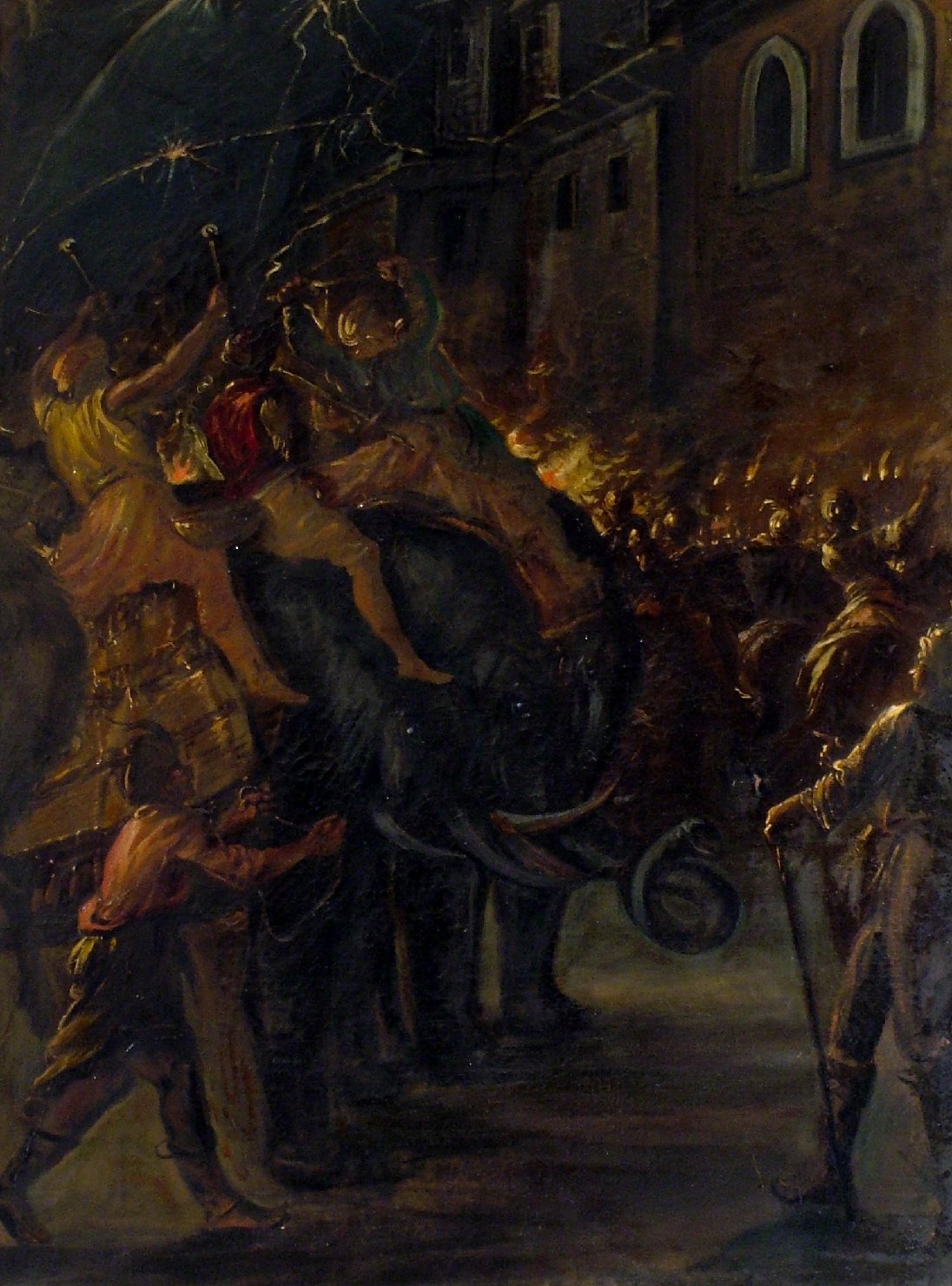 assedio (dipinto, elemento d'insieme) di Burrini Barbara (attribuito) (prima metà sec. XVIII)