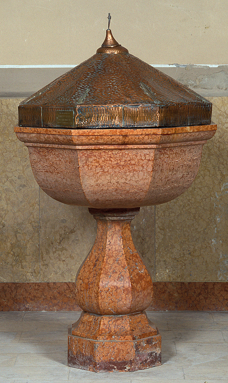 fonte battesimale - a fusto - bottega ferrarese (sec. XVII)