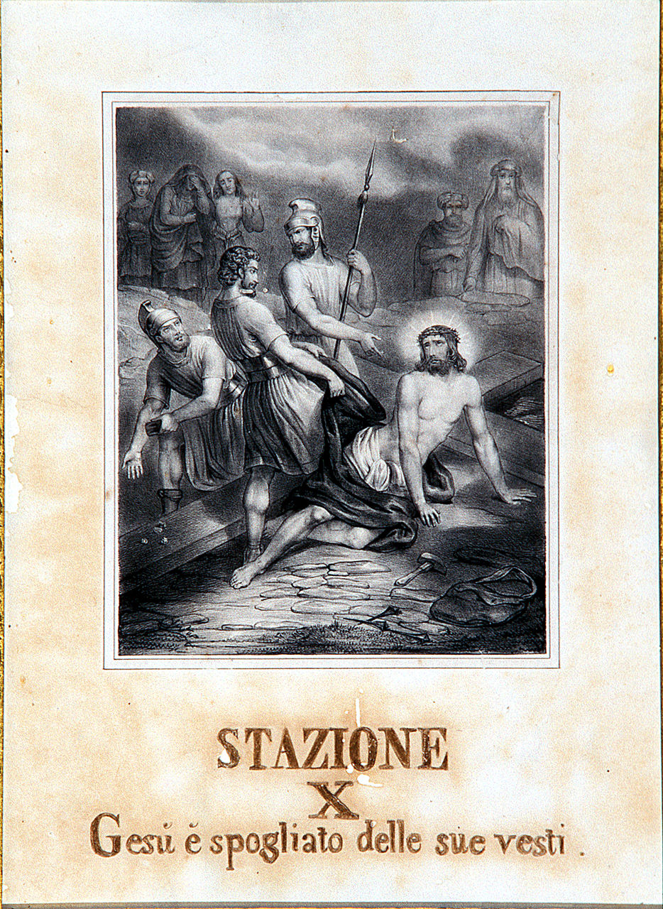 Gesù Cristo spogliato e abbeverato di fiele, stazioni della via crucis (incisione, ciclo) - ambito ferrarese (sec. XIX)
