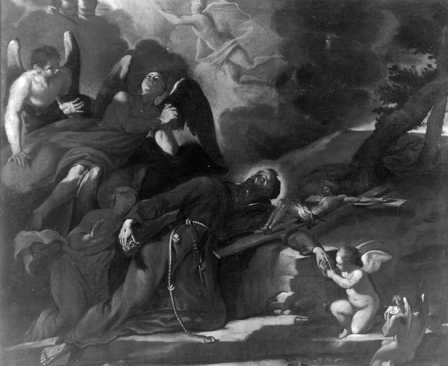 San Francesco in estasi e angeli (dipinto) di Stringa Francesco (attribuito) (fine/inizio secc. XVII/ XVIII)