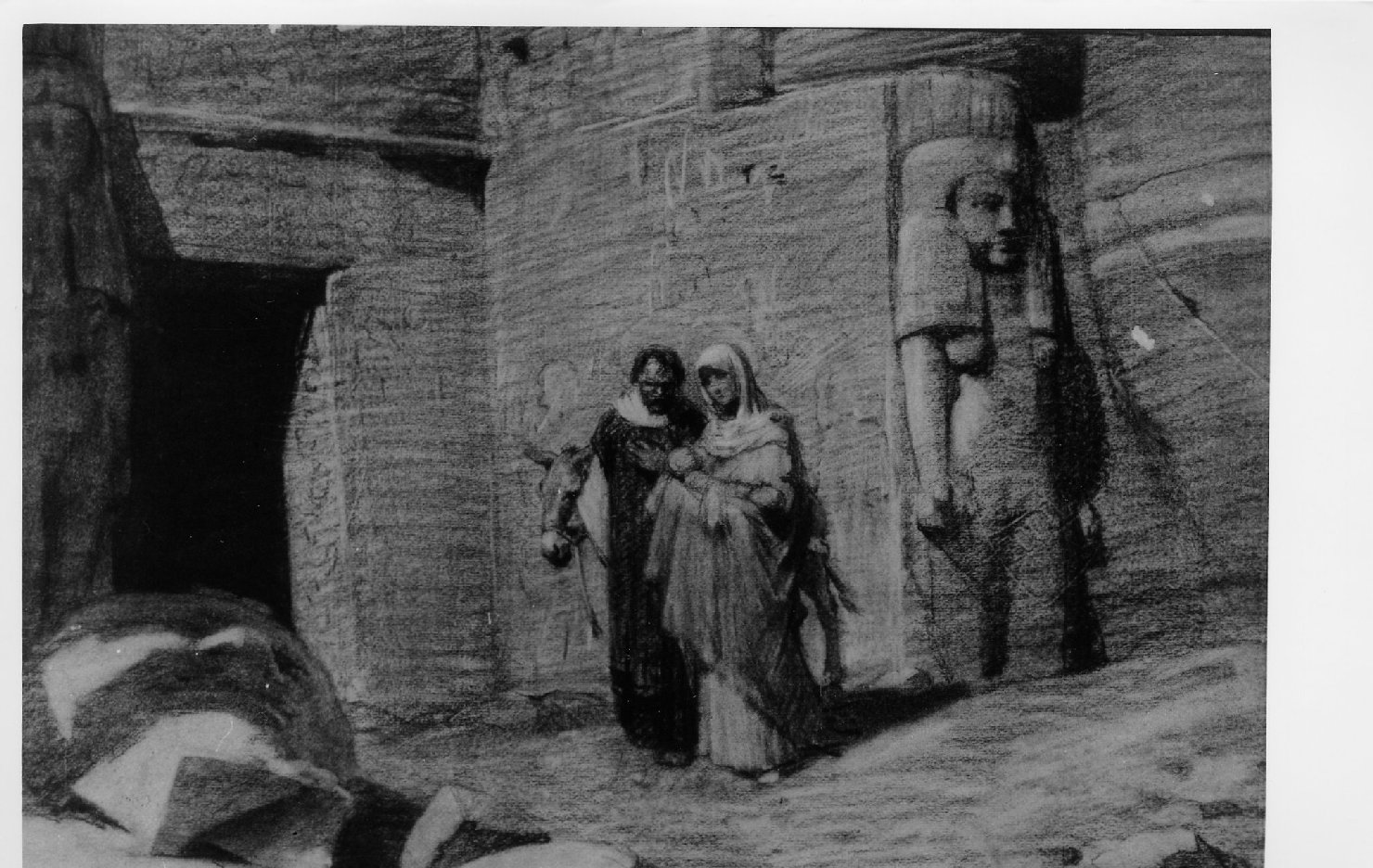 fuga in Egitto (disegno) di Szoldatics Giorgio (sec. XX)