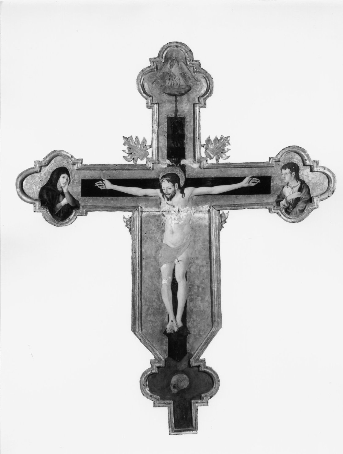 Gesù crocifisso fra la Madonna Addolorata e San Giovanni (croce dipinta) di Zoppo Marco (terzo quarto sec. XV)