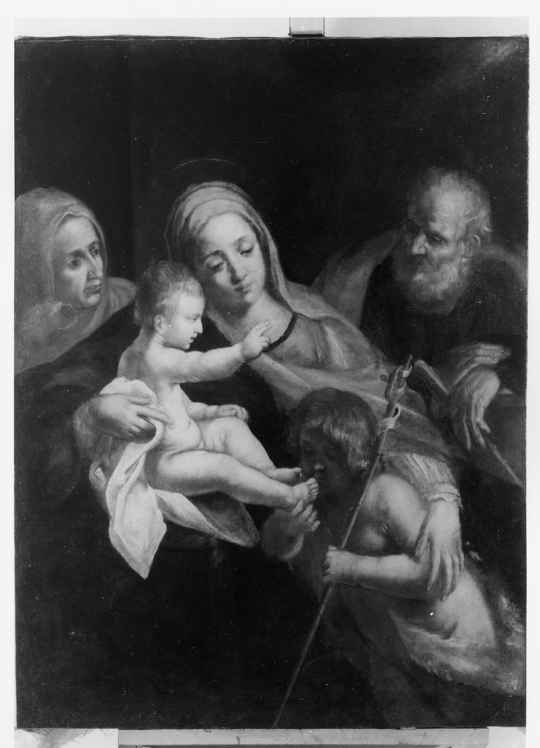 Sacra Famiglia con Sant'Anna e San Giovannino (dipinto) - ambito emiliano (sec. XVII)