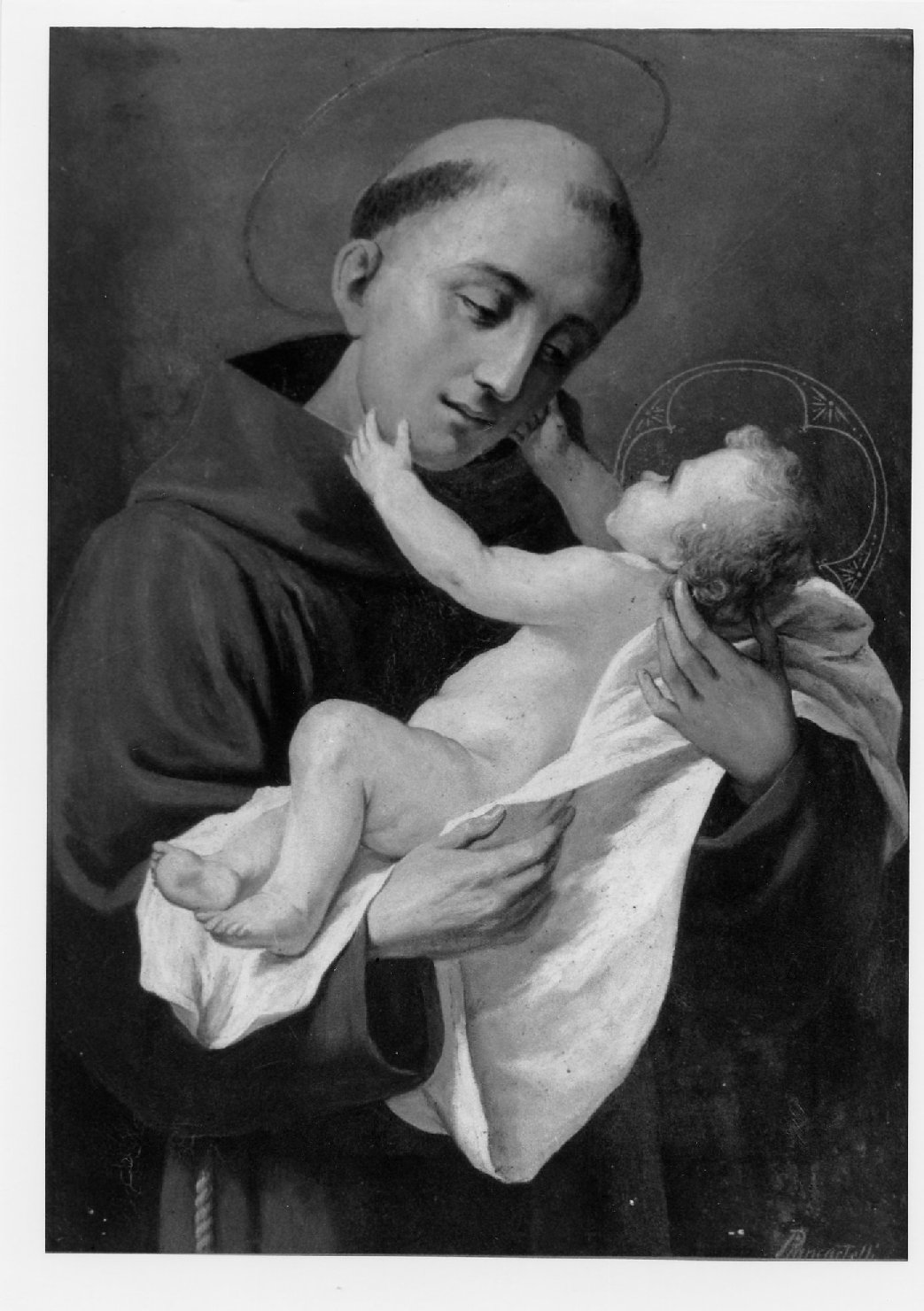 San Antonio da Padova con Gesù Bambino (dipinto) di Piancastelli Giovanni (attribuito) (secc. XIX/ XX)