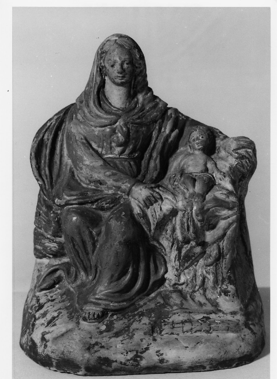 Madonna col Bambino (statuetta di presepio, elemento d'insieme) - ambito emiliano-romagnolo (seconda metà sec. XVII)