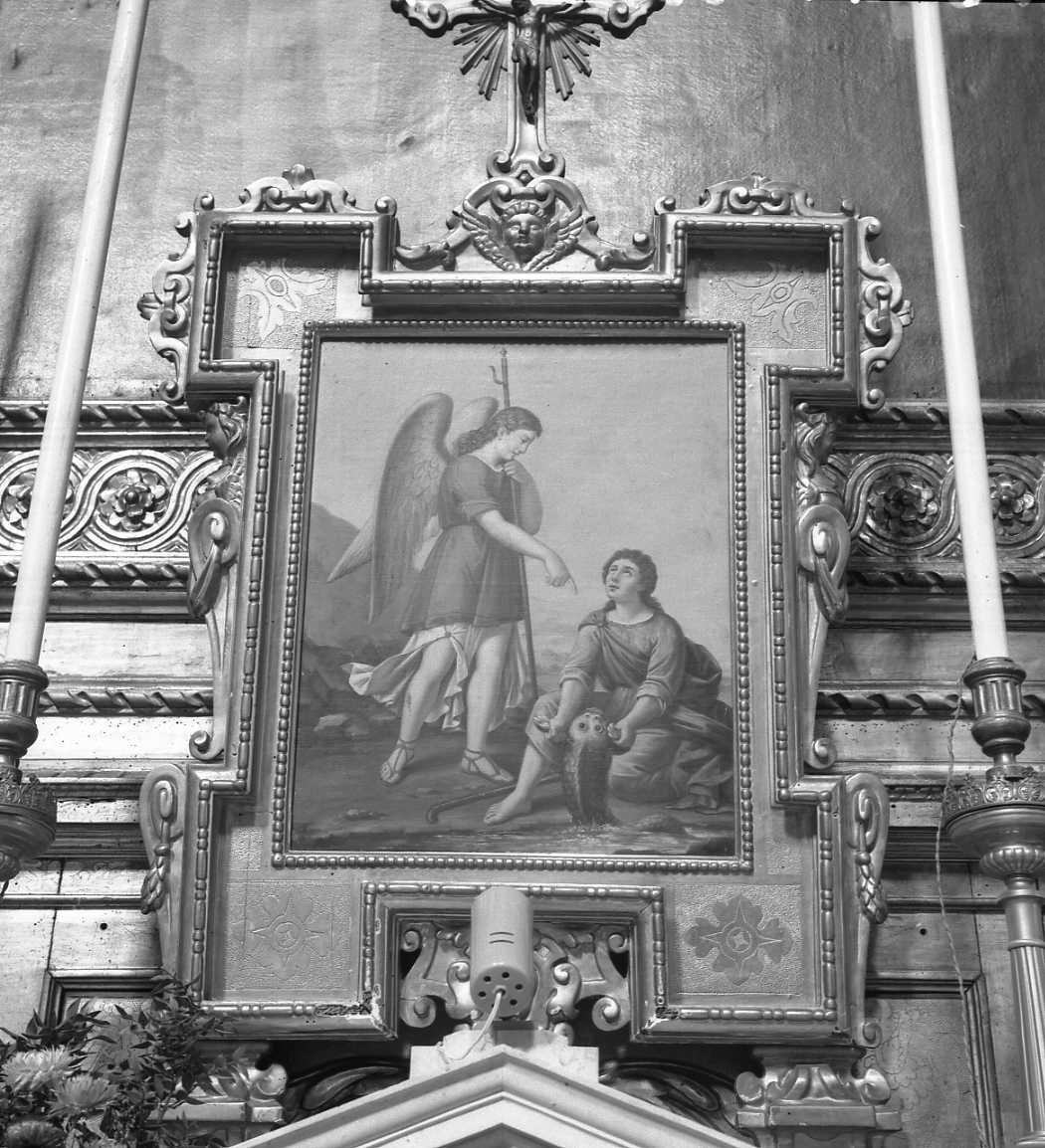 Tobiolo e l'arcangelo Raffaele (dipinto) di Calvi Jacopo Alessandro detto Sordino (fine/inizio secc. XVIII/ XIX)