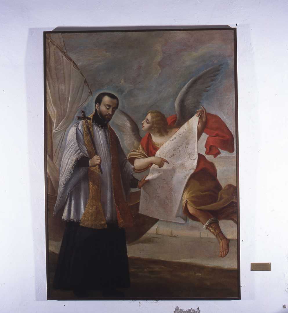 santo gesuita che riceve la missione in Asia (dipinto) - ambito emiliano (secc. XVII/ XVIII)
