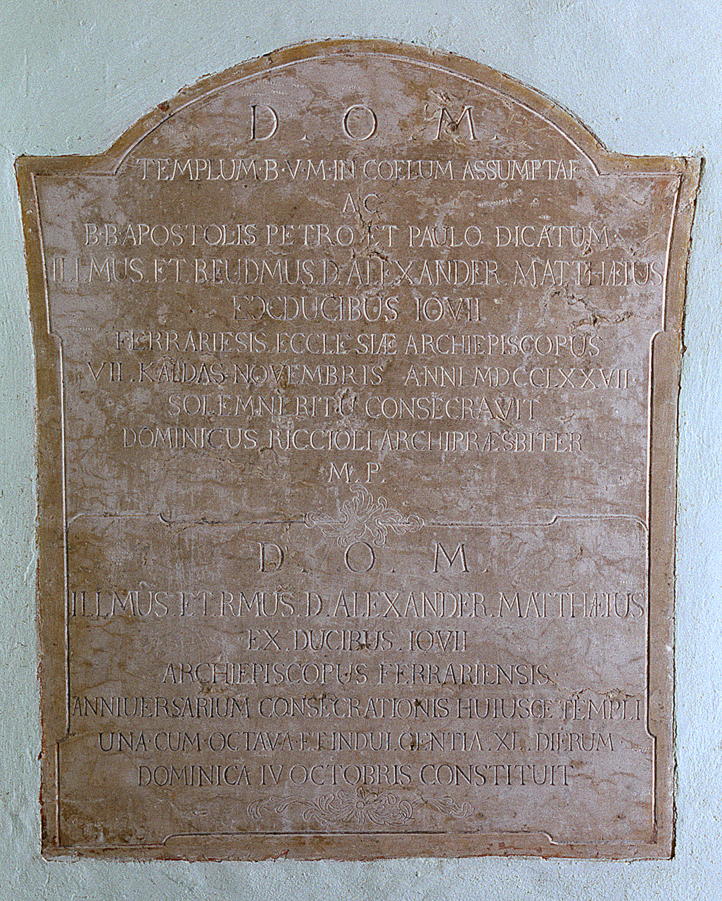 lapide commemorativa - bottega ferrarese (sec. XVIII)