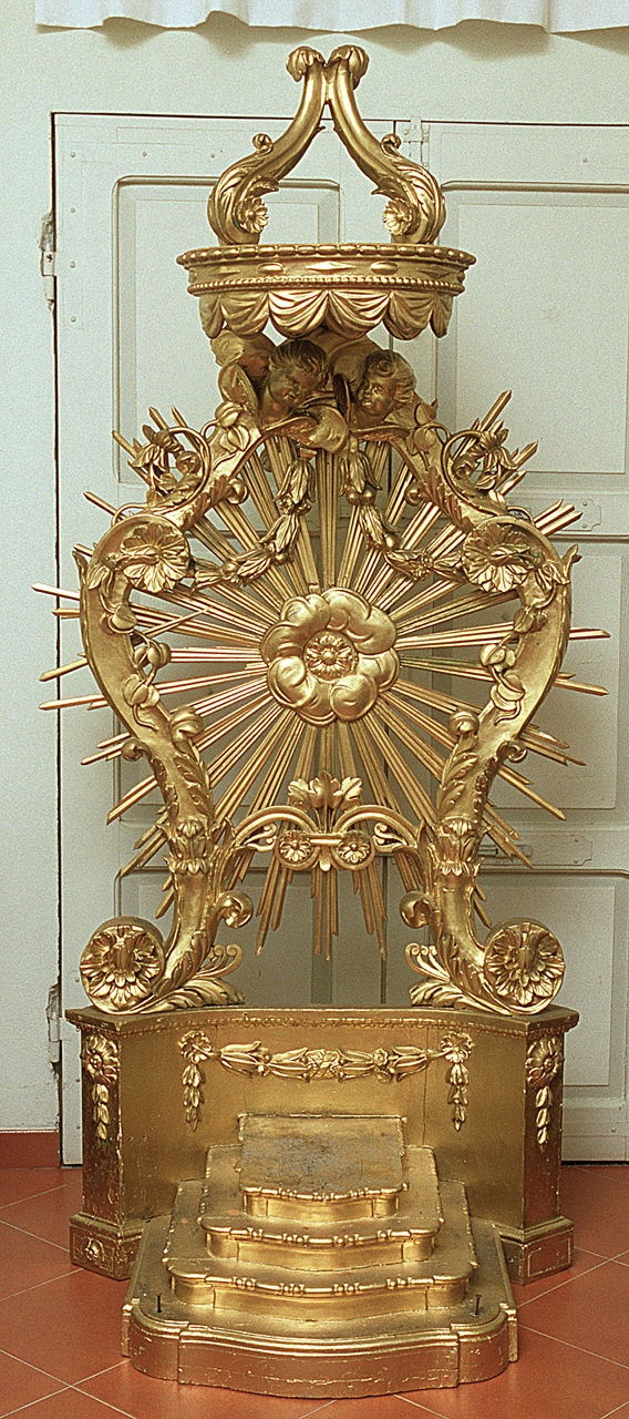 tronetto per esposizione eucaristica - bottega ferrarese (sec. XIX)