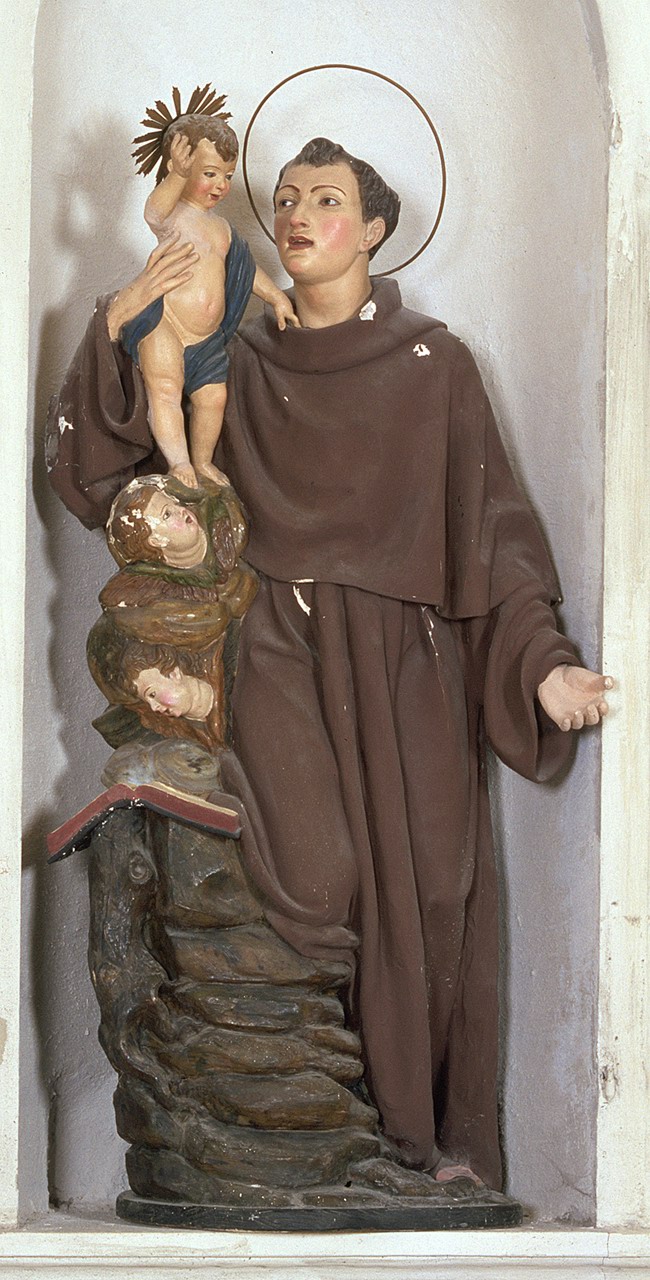 Sant'Antonio da Padova con Gesù Bambino (statua, opera isolata) - ambito ferrarese (sec. XIX)