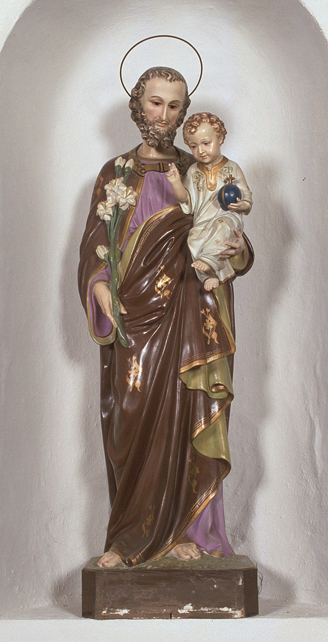 San Giuseppe e Gesù Bambino (statua, opera isolata) - ambito lombardo (sec. XX)