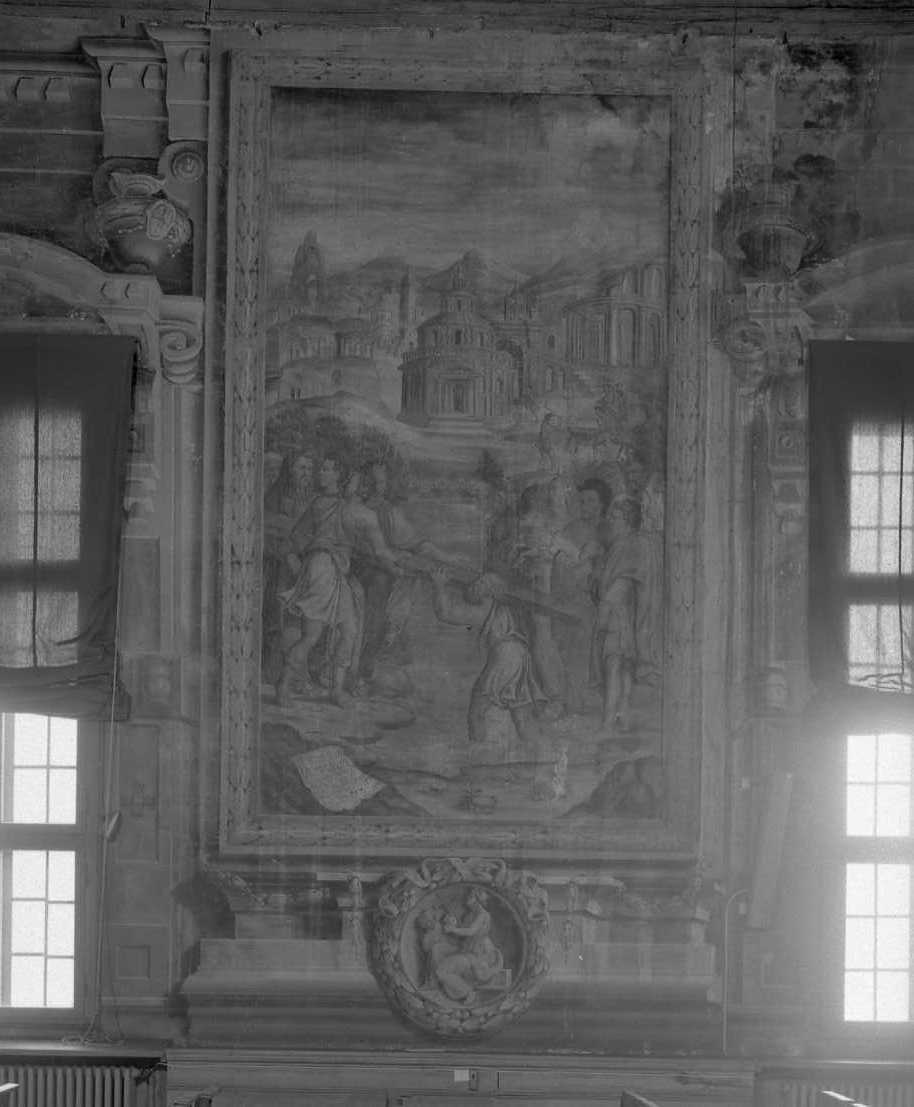 i Giudei interrano il legno della vera croce (dipinto) di Roselli Niccolò (sec. XVI)