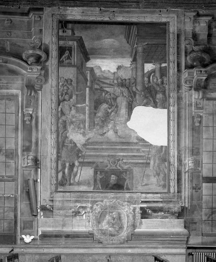 San Silvestro battezza l'imperatore Costantino (dipinto) di Filippi Camillo (cerchia) (sec. XVI)