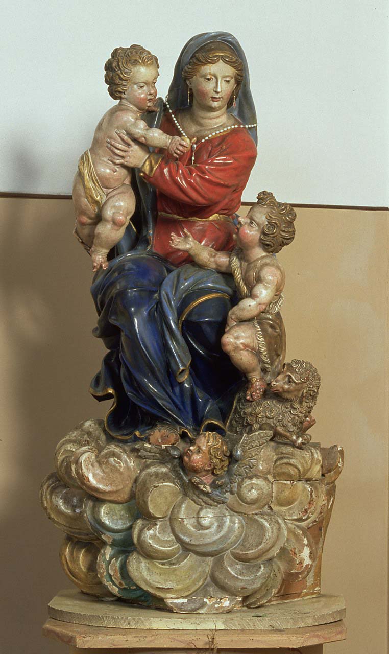 Madonna con Gesù Bambino e San Giovannino (statua, opera isolata) - ambito veneto (seconda metà sec. XVII)