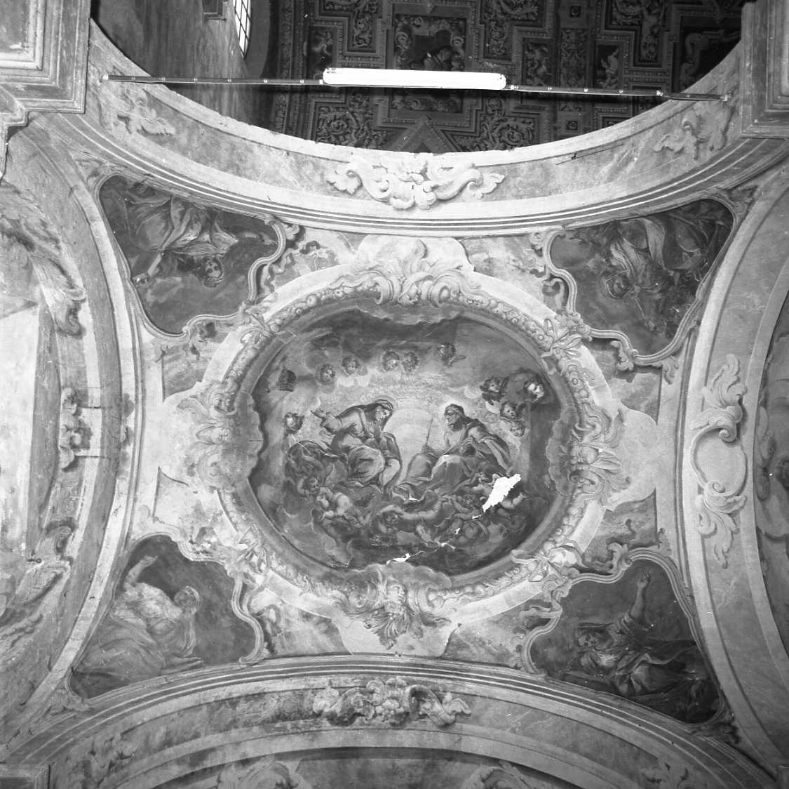 Cristo e la Vergine fra nubi e quattro sibille (dipinto, elemento d'insieme) di Monio Domenico (fine sec. XVI)