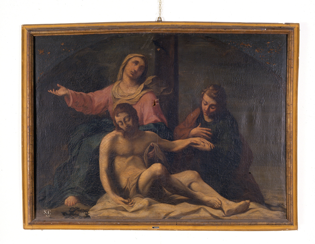 Compianto su Cristo morto con la Madonna e Maria Maddalena (dipinto) - ambito bolognese (secc. XVII/ XVIII)