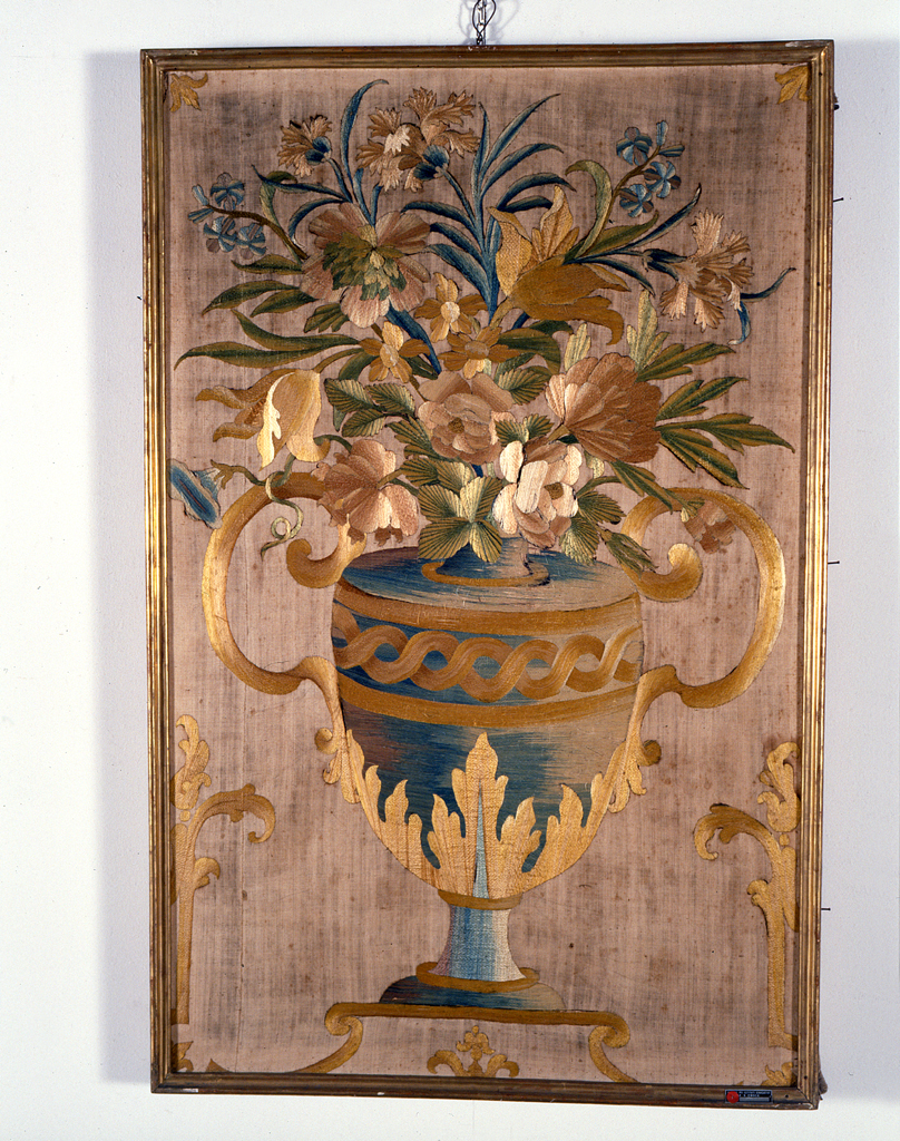 vaso di fiori (pannello, elemento d'insieme) - ambito bolognese (sec. XVIII)