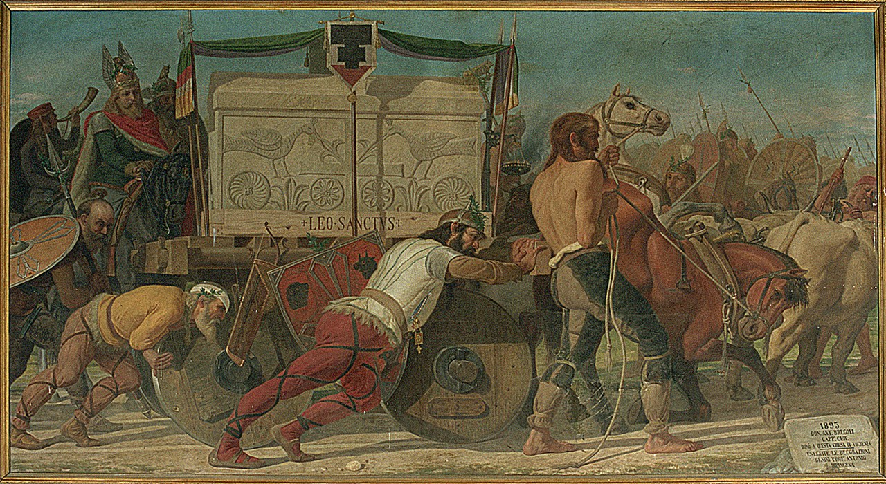 Trasporto del sarcofago di San Leo (dipinto, elemento d'insieme) di Benini Antonio (sec. XIX)