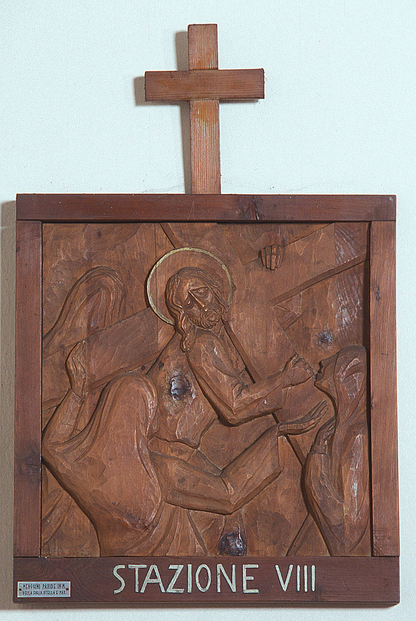 Gesù Cristo consola le donne di Gerusalemme, stazioni della via crucis (rilievo, ciclo) di Carestiato Antonio (sec. XX)