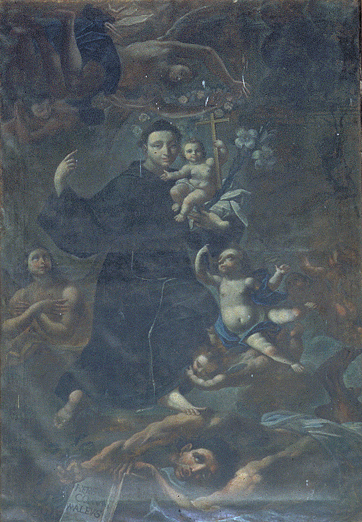 Sant'Antonio da Padova con il bambino (dipinto) - ambito ferrarese (seconda metà sec. XVIII)