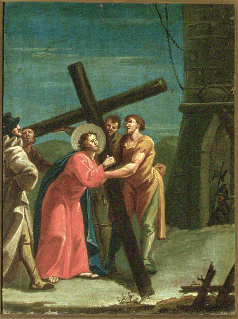 Gesù Cristo caricato della croce, stazioni della via crucis (dipinto, ciclo) - ambito ferrarese (seconda metà sec. XVIII)