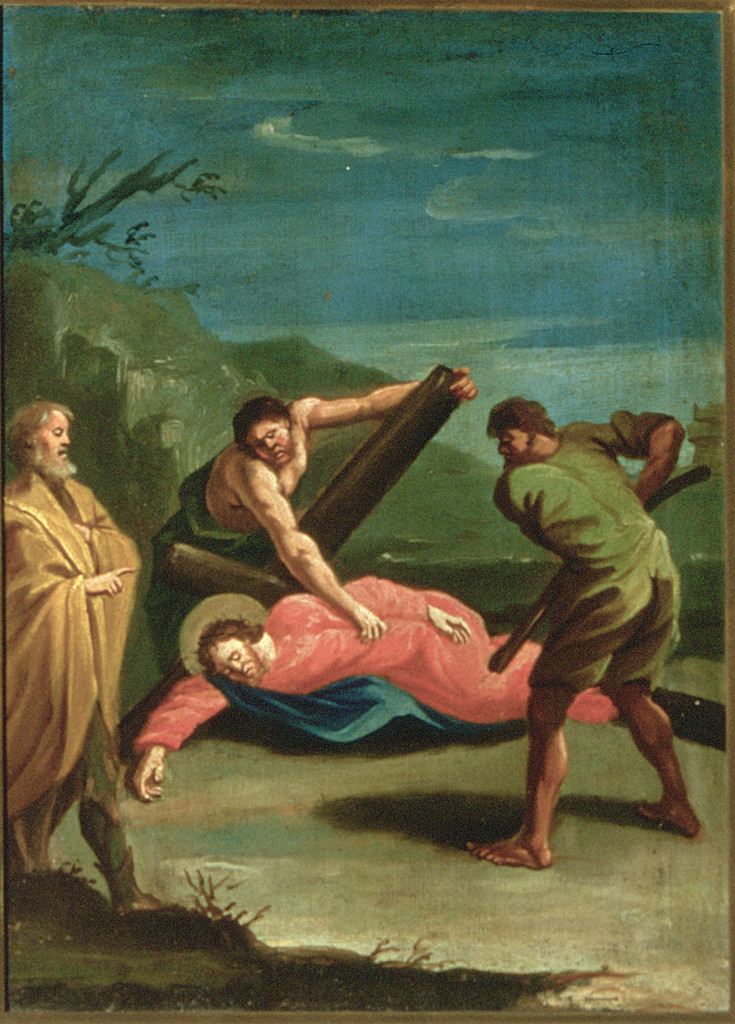 Gesù Cristo cade la prima volta, stazioni della via crucis (dipinto, ciclo) - ambito ferrarese (seconda metà sec. XVIII)
