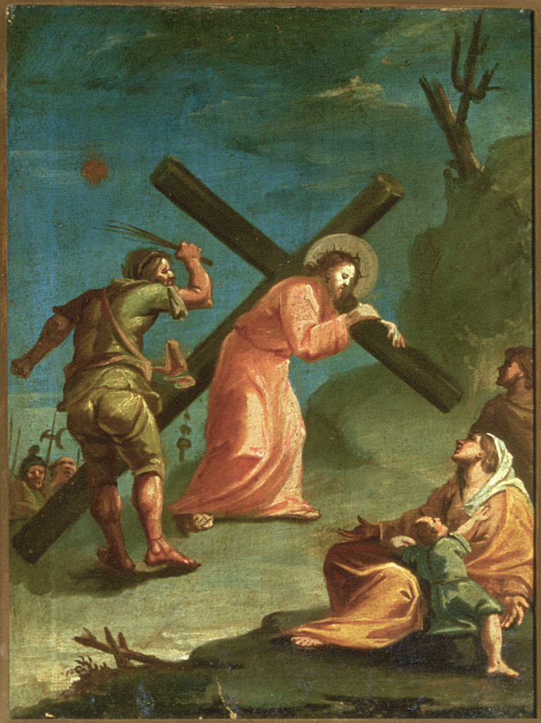 Gesù Cristo consola le donne di Gerusalemme, stazioni della via crucis (dipinto, ciclo) - ambito ferrarese (seconda metà sec. XVIII)