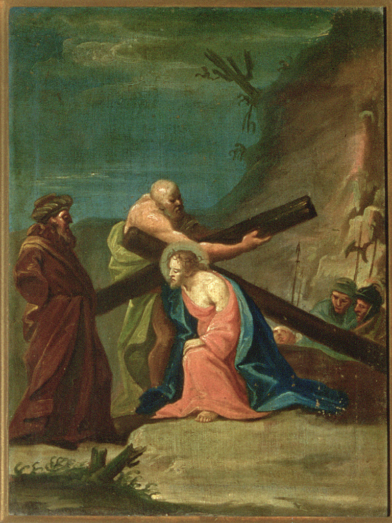 Gesù Cristo cade la terza volta, stazioni della via crucis (dipinto, ciclo) - ambito ferrarese (seconda metà sec. XVIII)