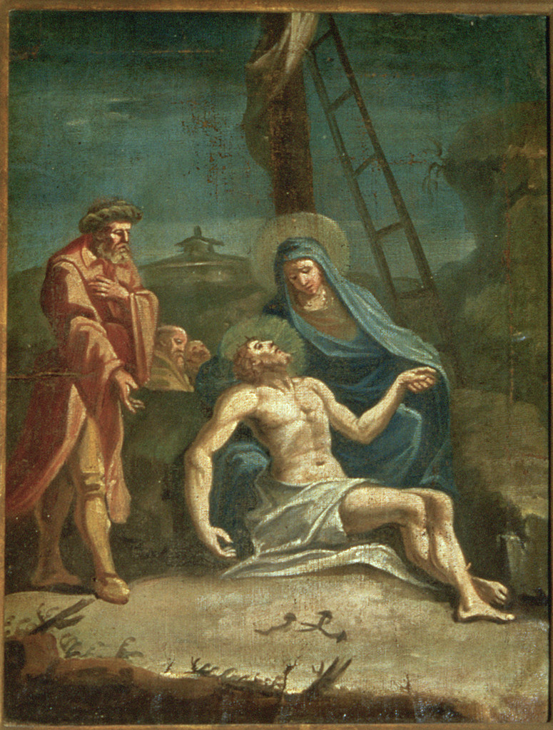 Gesù Cristo deposto dalla croce, stazioni della via crucis (dipinto, ciclo) - ambito ferrarese (seconda metà sec. XVIII)