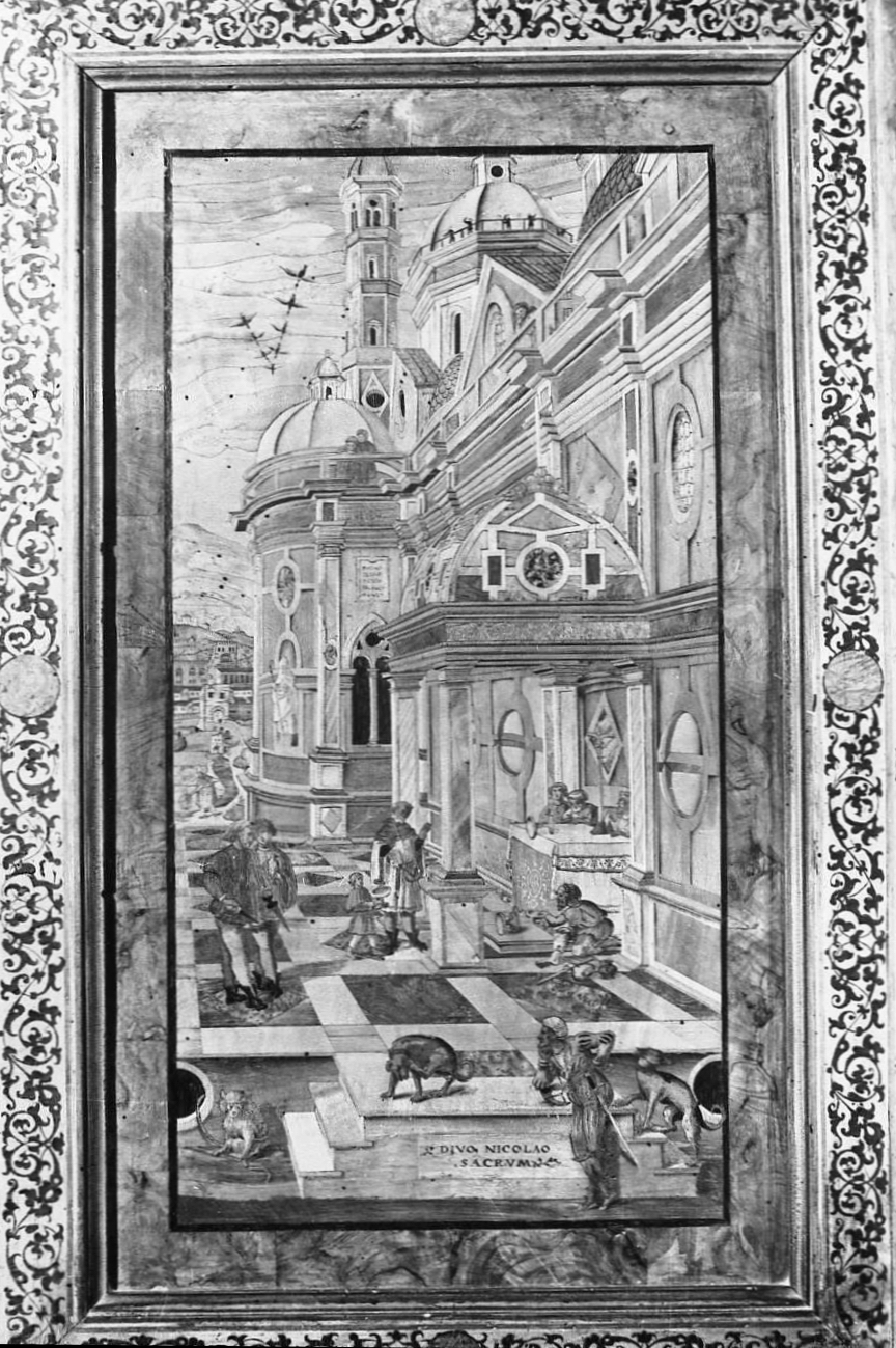 storie della vita di san Nicola (stallo, elemento d'insieme) di Zambelli Damiano detto Fra' Damiano da Bergamo (e aiuti) (sec. XVI)