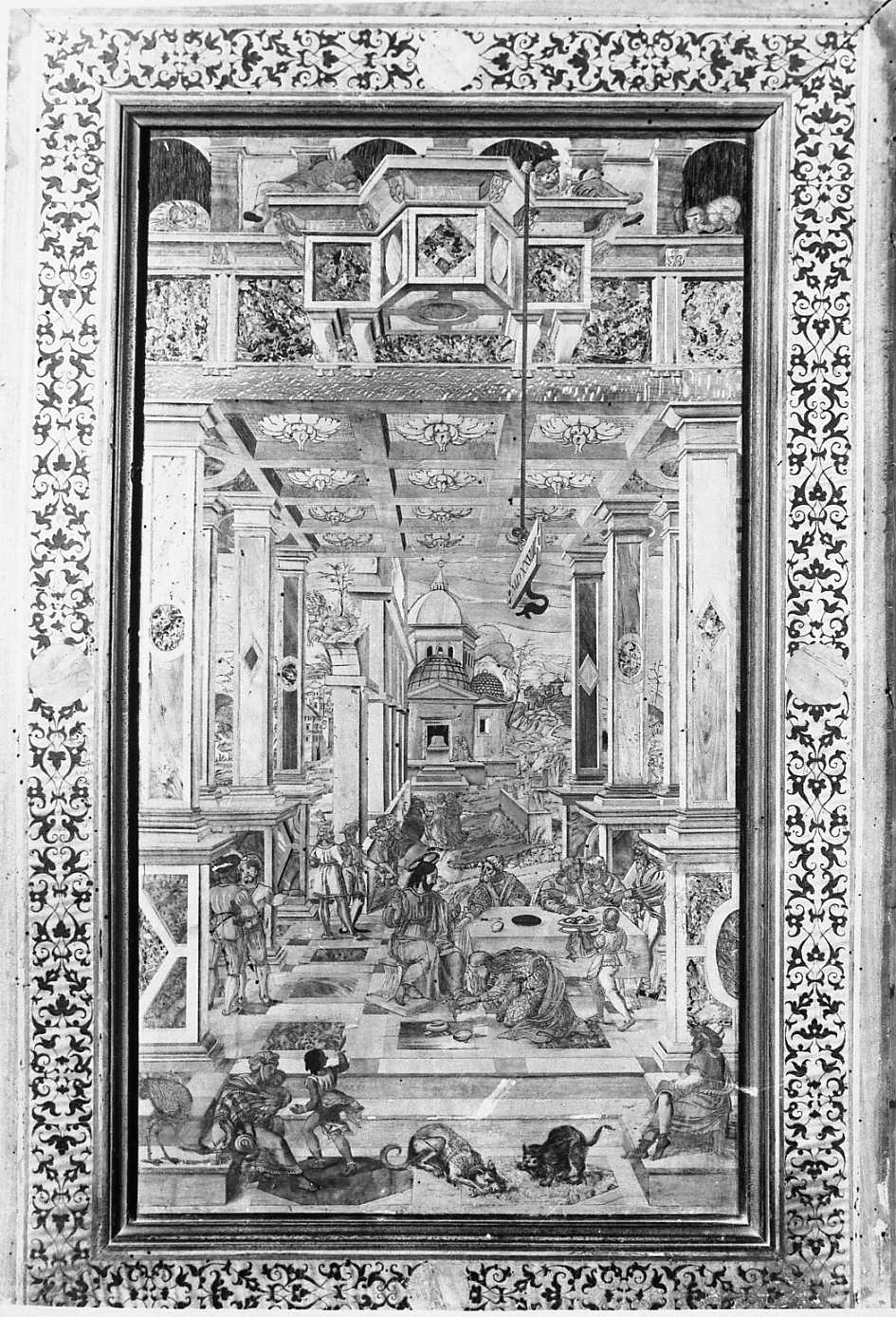 cena in casa di Simone il fariseo (stallo, elemento d'insieme) di Zambelli Damiano detto Fra' Damiano da Bergamo (e aiuti) (sec. XVI)