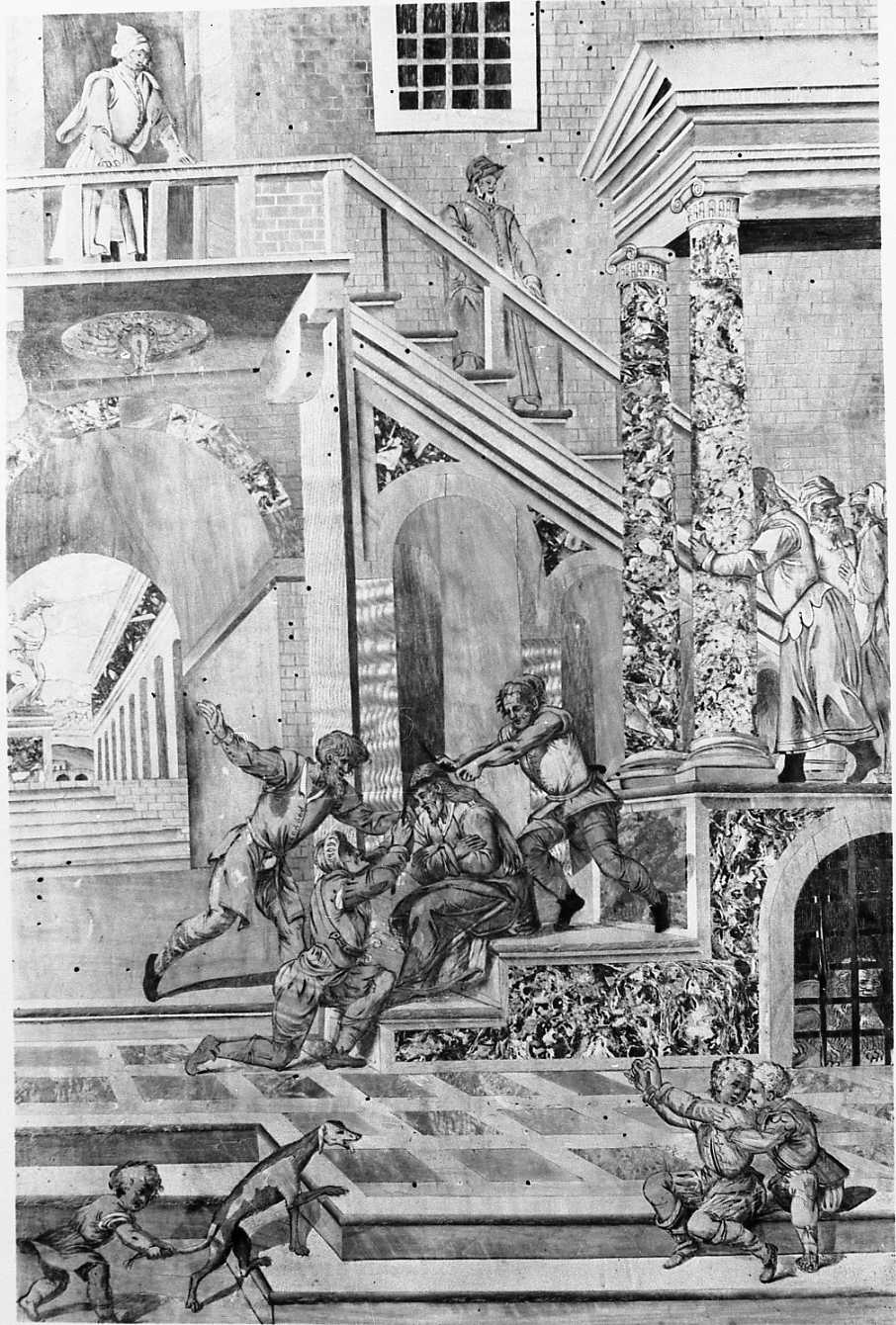 incoronazione di spine (stallo, elemento d'insieme) di Zambelli Damiano detto Fra' Damiano da Bergamo (e aiuti) (sec. XVI)