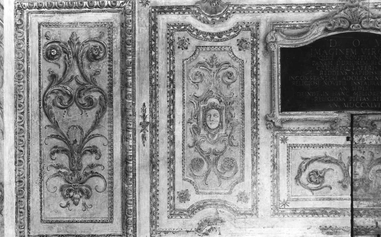 motivi decorativi vegetali; mascheroni (decorazione pittorica) - ambito bolognese (seconda metà sec. XVI)