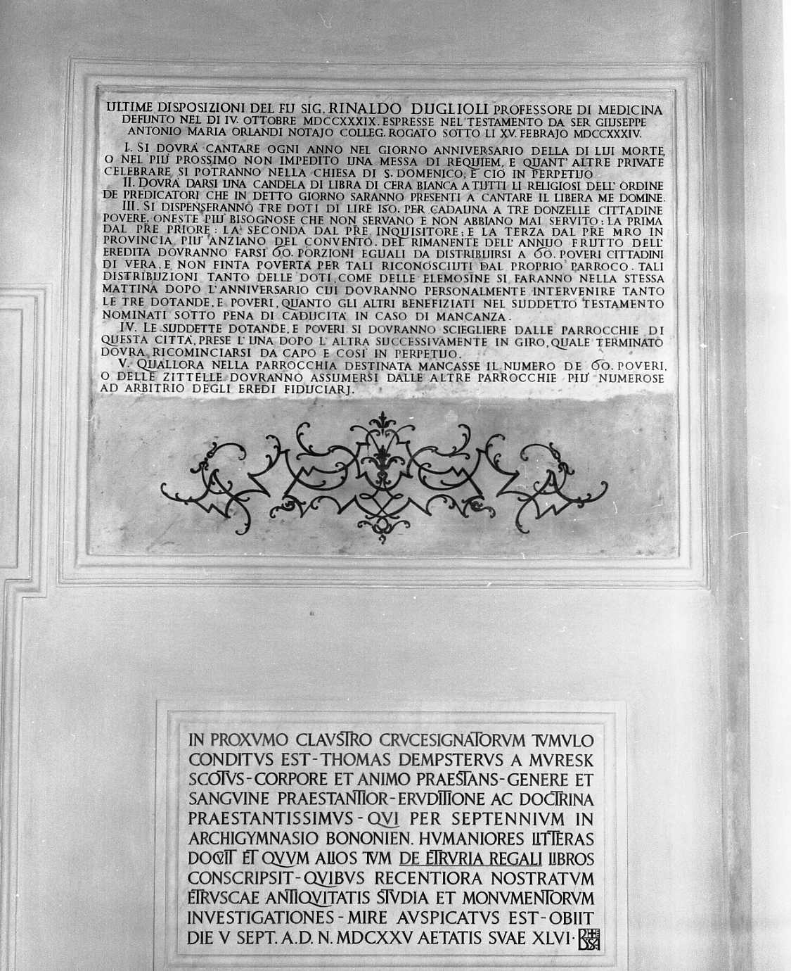 lapide documentaria - ambito emiliano (sec. XVIII)