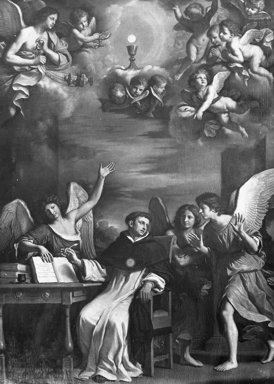 San Tommaso riceve l'eucarestia (dipinto) di Barbieri Giovanni Francesco detto Guercino (sec. XVII)