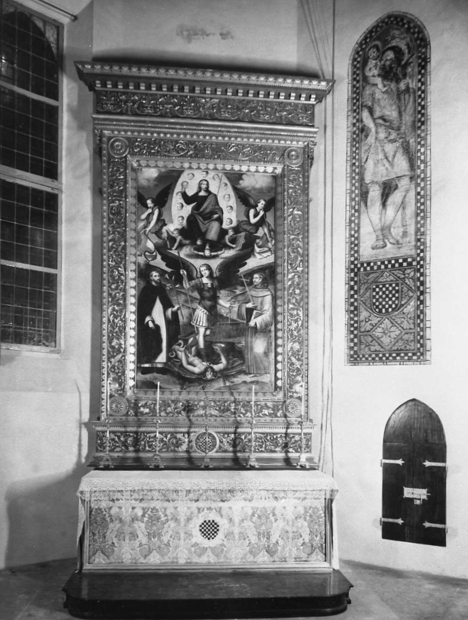 San Michele Arcangelo, San Domenico, San Francesco (dipinto) di Raibolini Giacomo Maria detto Giacomo Francia (primo quarto sec. XVI)