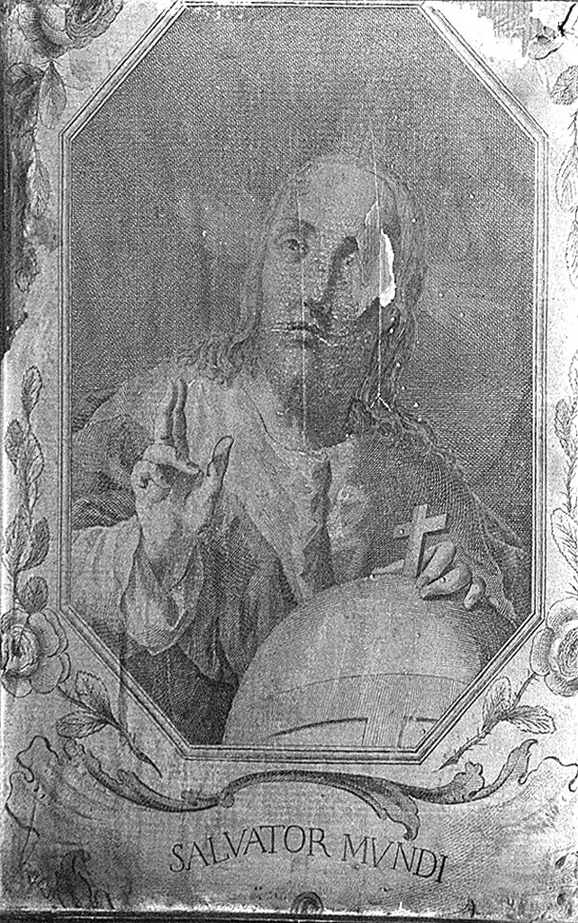 Salvator Mundi, Cristo redentore benedicente (stampa) - ambito italiano (sec. XVIII)