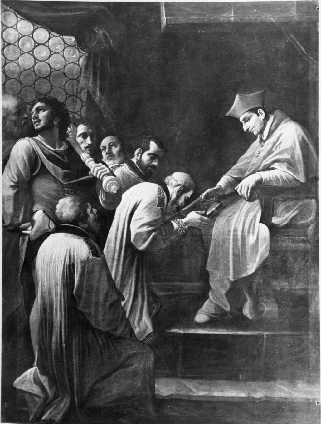 San Carlo consegna ai Barnabiti le Costituzioni (dipinto) di Garbieri Lorenzo (prima metà sec. XVII)