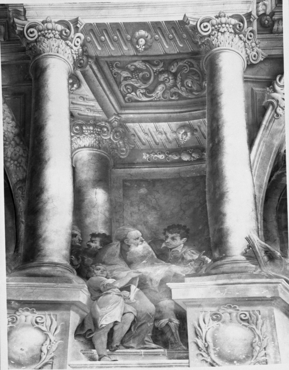 cornice architettonica con motivi decorativi e figure (dipinto, ciclo) di Rolli Antonio, Rolli Giuseppe Maria, Guidi Paolo Antonio (sec. XVII)