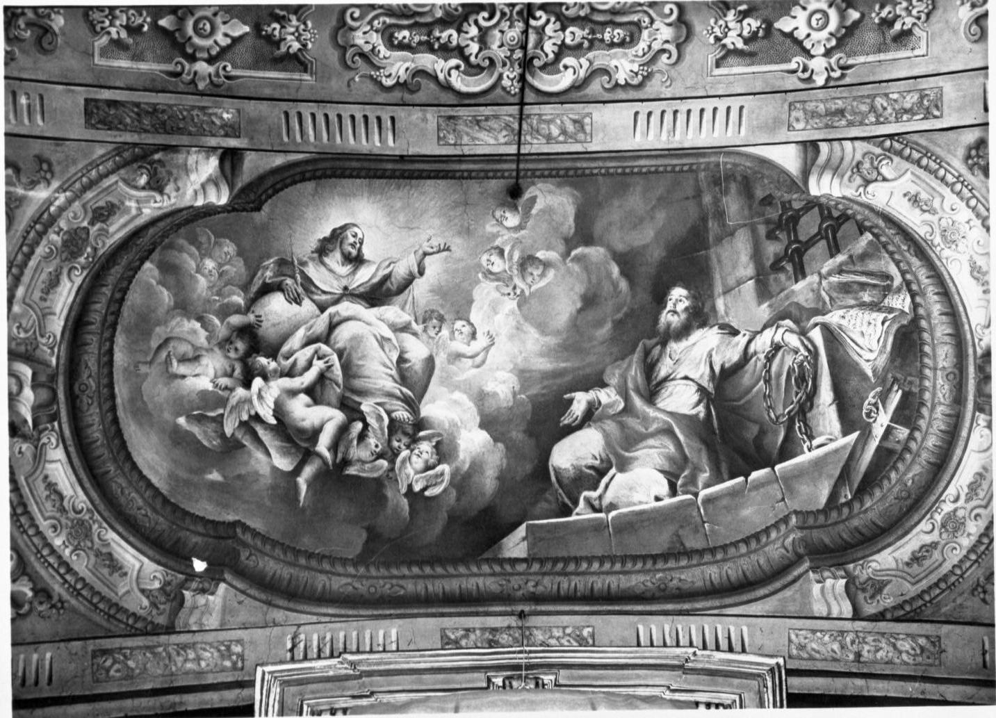 Cristo appare a San Paolo prigioniero (dipinto, ciclo) di Caccioli Giuseppe Antonio, Farina Pietro Francesco (sec. XVIII)